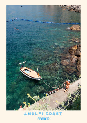Travel Poster Arriving By Boat - Amalfi Coast