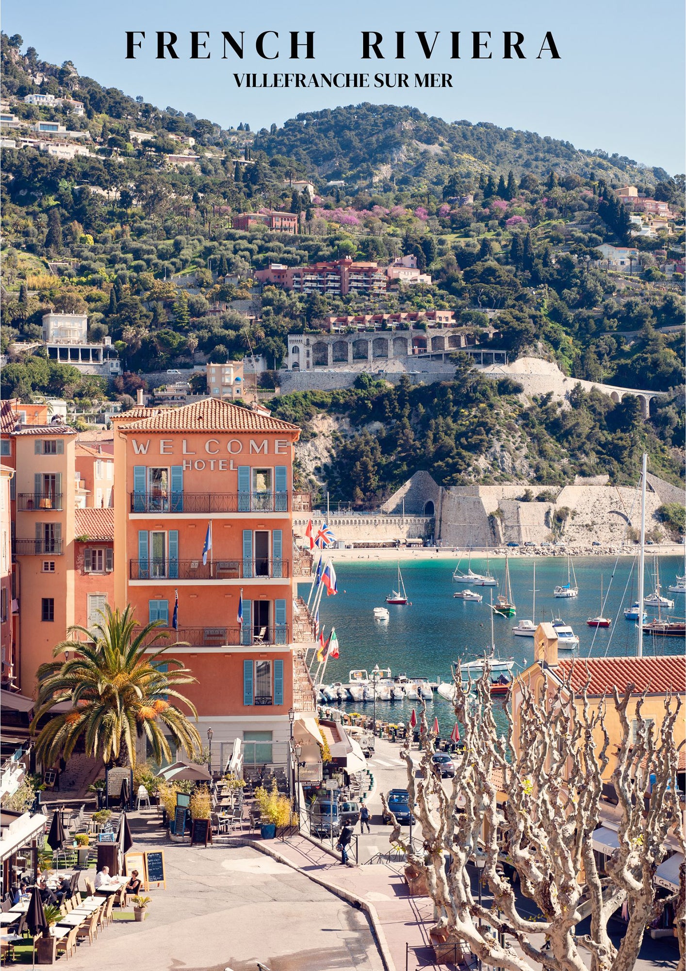 French Riviera Poster Welcome Hotel Villefranche - Version 2