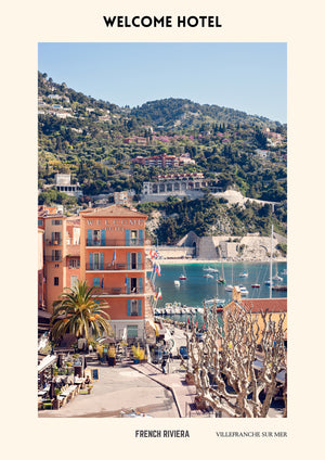 French Riviera Poster Welcome Hotel Villefranche - Version 2
