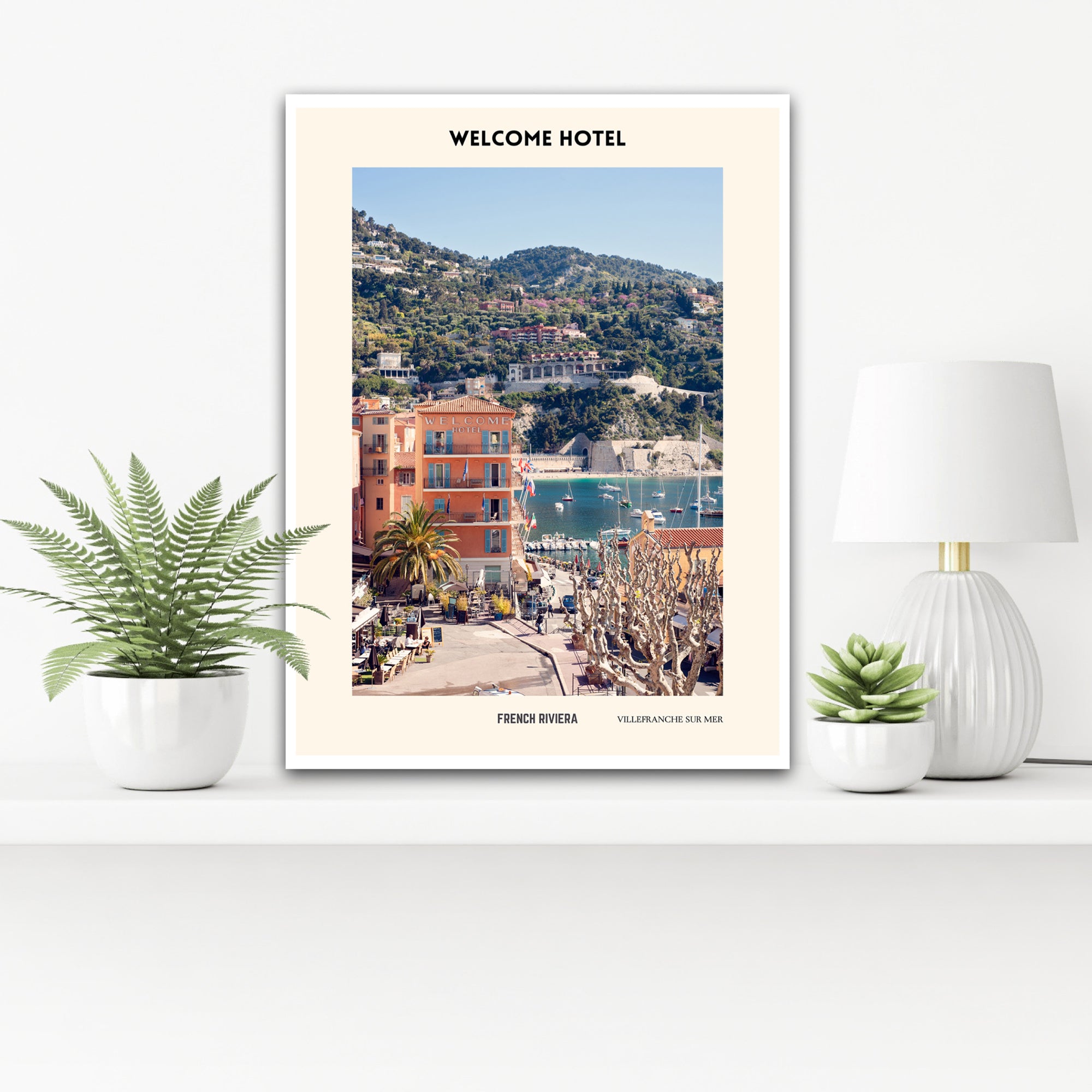 French Riviera Poster Welcome Hotel Villefranche - Version 2